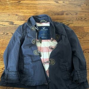 American Eagle Outfitters Kids Dark Blue Pea Coat